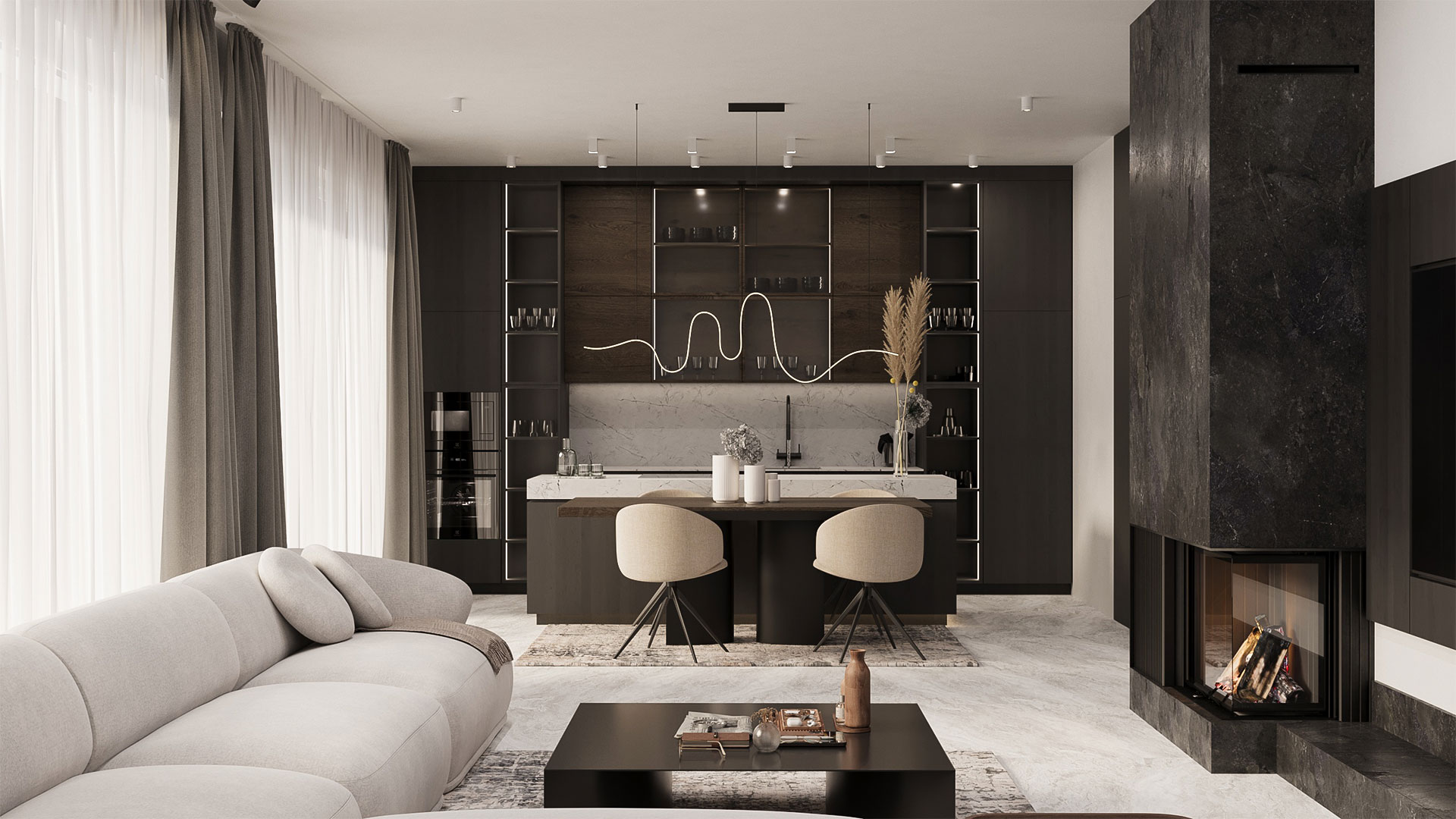Contemporary living interior by JN Architecture